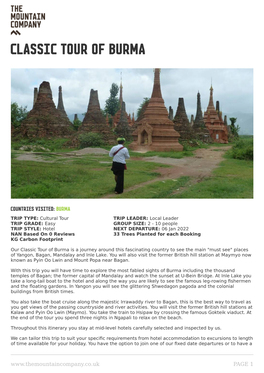 Classic T Classic Tour of Burma Our of Burma