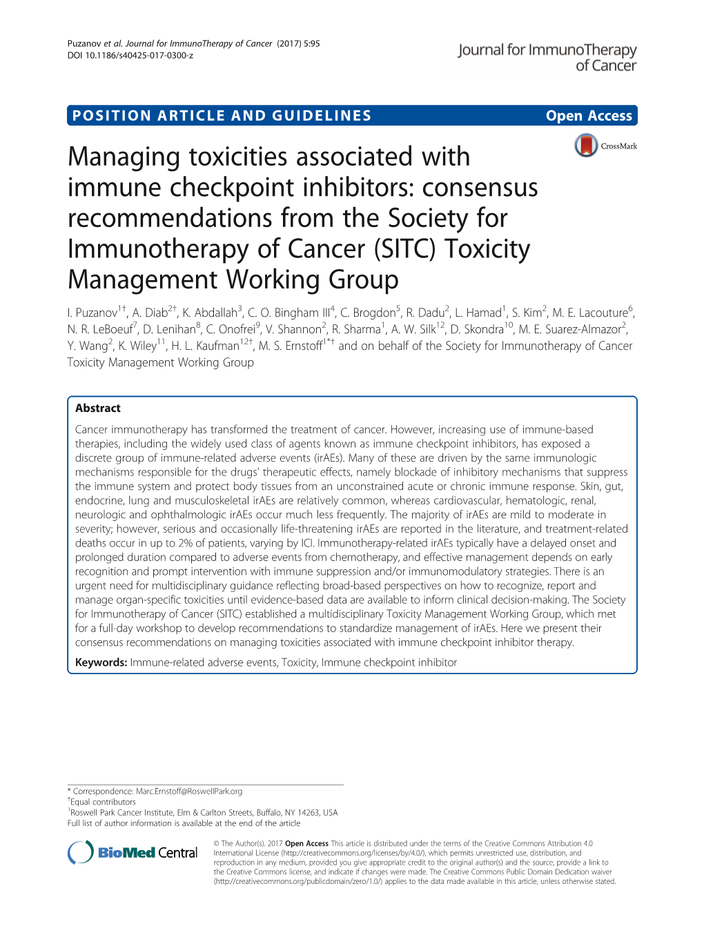 Managing Toxicities Associated with Immune Checkpoint Inhibitors