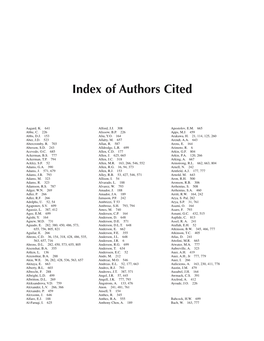 Index of Authors Cited