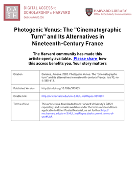 Photogenic Venus: the "Cinematographic Turn" and Its Alternatives in Nineteenth-Century France