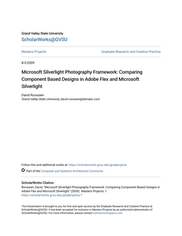 Microsoft Silverlight Photography Framework: Comparing Component Based Designs in Adobe Flex and Microsoft Silverlight