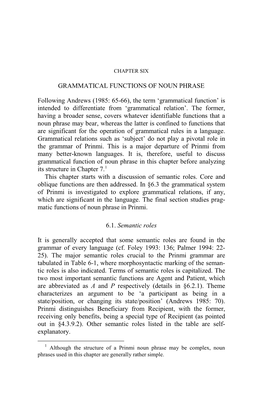 GRAMMATICAL FUNCTIONS of NOUN PHRASE Following