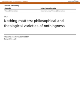 Philosophical and Theological Varieties of Nothingness