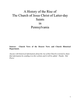 A History of the Rise of the Church of Jesus Christ of Latter-Day Saints in Pennsylvania