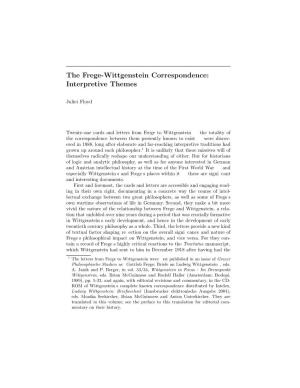The Frege-Wittgenstein Correspondence: Interpretive Themes