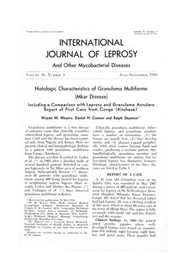 INTERNA Tional JOURNAL of Leprosy and Other Mycobacterial Diseases