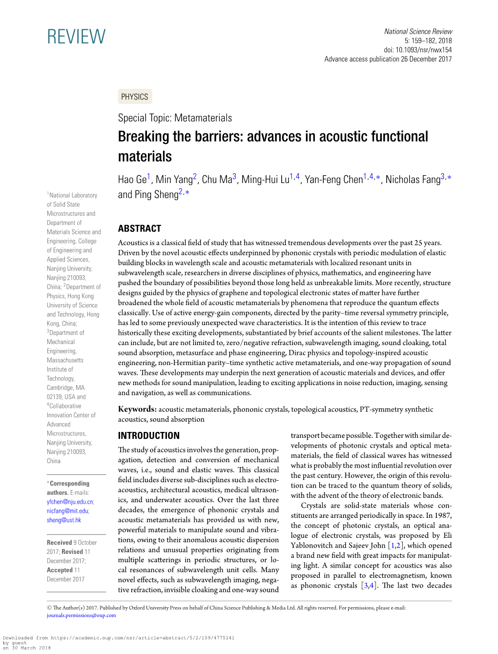 Breaking the Barriers: Advances in Acoustic Functional Materials