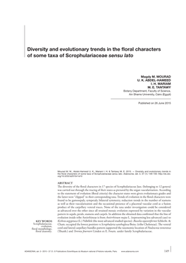 Diversity and Evolutionary Trends in the Floral Characters of Some Taxa Of