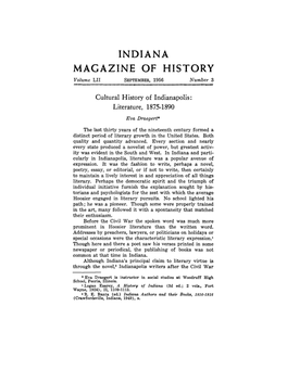 INDIANA MAGAZINE of HISTORY Volume LII SEPTEMBER,1956 Number 3