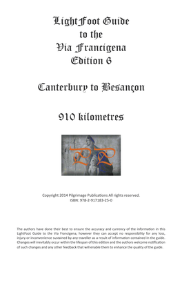 Lightfoot Guide to the Via Francigena Edition 6 Canterbury to Besançon