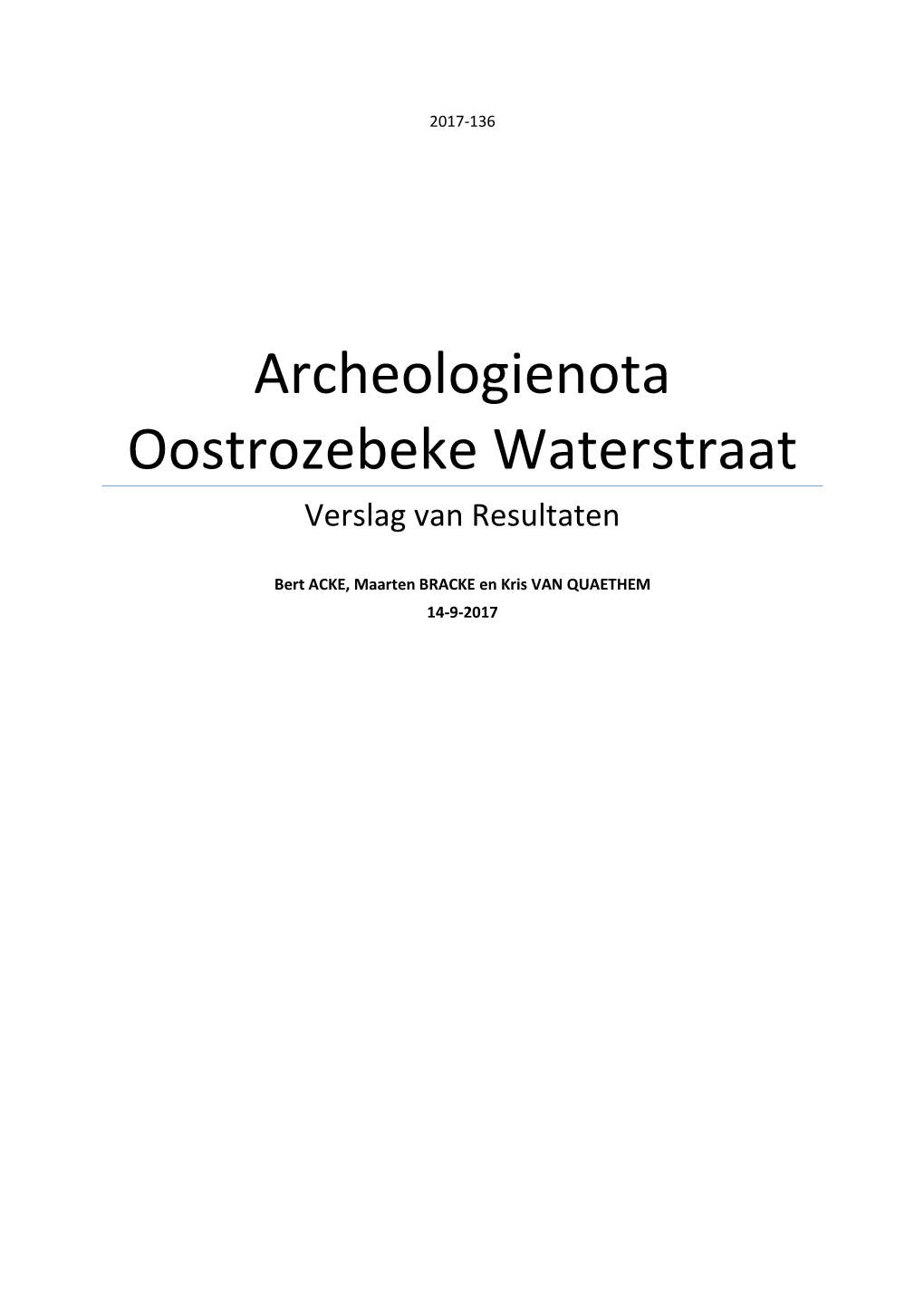 Archeologienota Oostrozebeke Waterstraat Verslag Van Resultaten