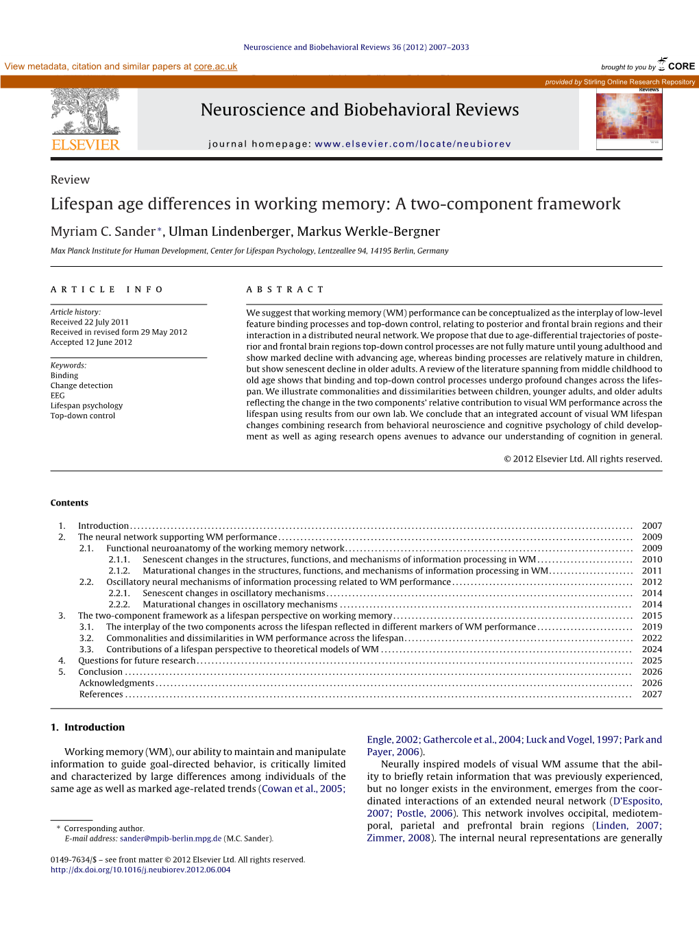 Lifespan Age Differences in Working Memory: a Two-Component Framework