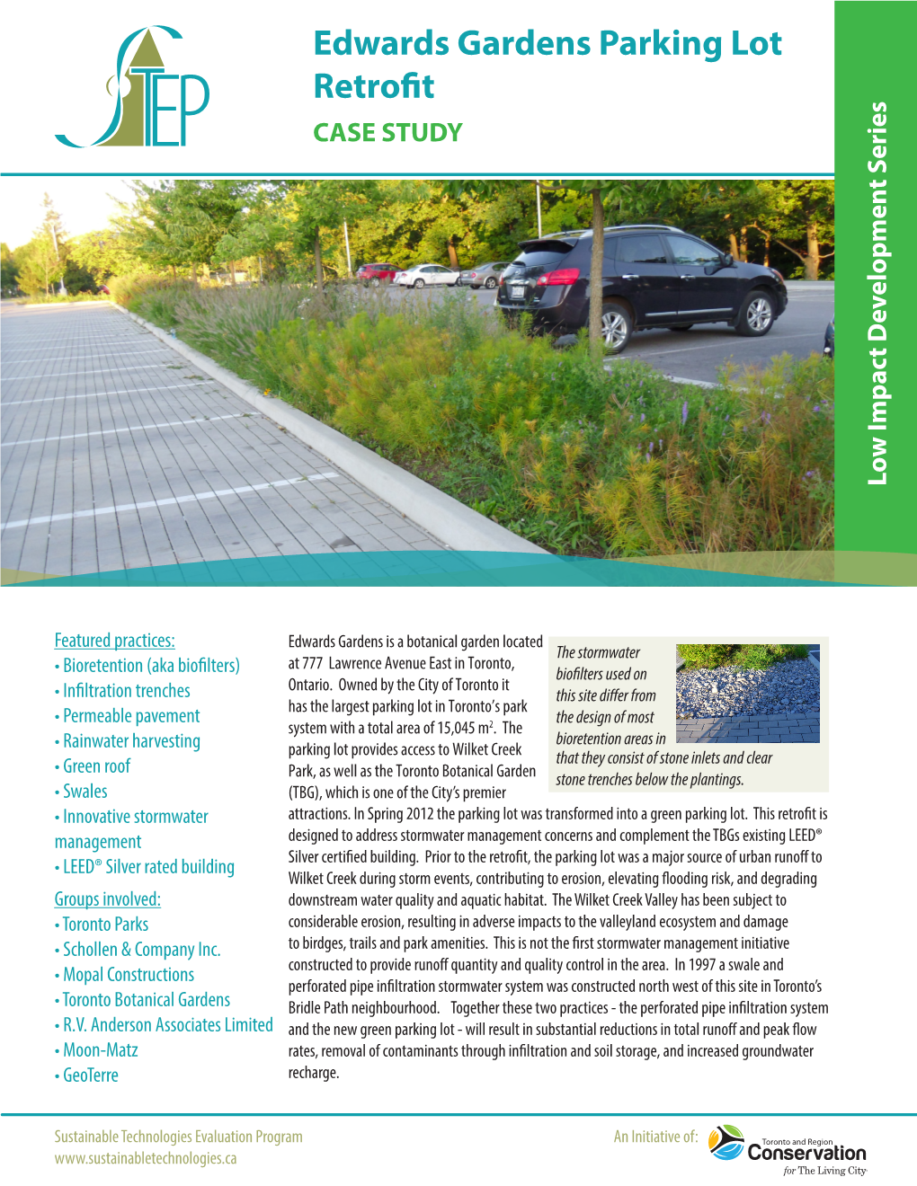 Edwards Gardens Parking Lot Retrofit CASE STUDY Low Impact Development Series Impactlow Development