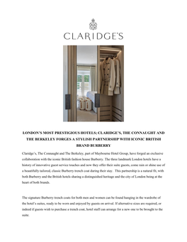 Claridge's Burberry Partnership