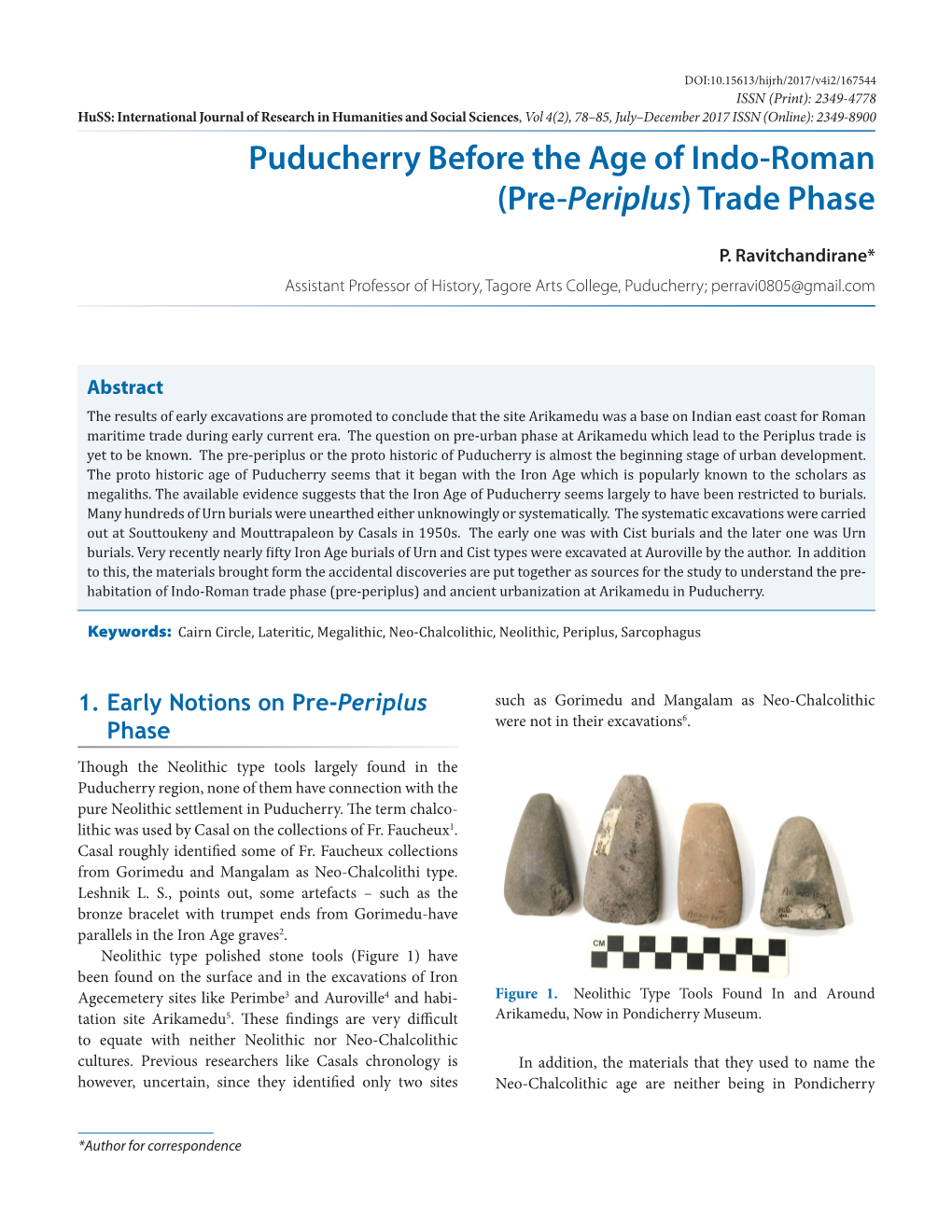 Puducherry Before the Age of Indo-Roman (Pre-Periplus) Trade Phase