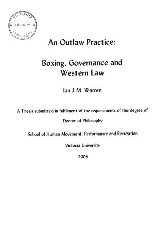 Boxing, Governance and Western Law