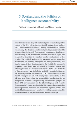5. Scotland and the Politics of Intelligence Accountability