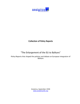 "The Enlargement of the EU to Balkans"