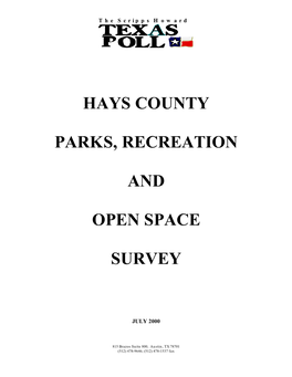 Hays County Parks, Recreation and Open Space