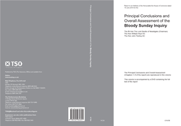 Conclusions and Overall Assessment of the Bloody Sunday Inquiry Return to an Address of the Honourable the House of Commons Dated 15 June 2010 for The