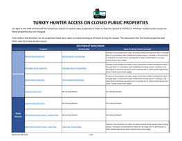 Turkey Hunter Access on Closed Public Properties