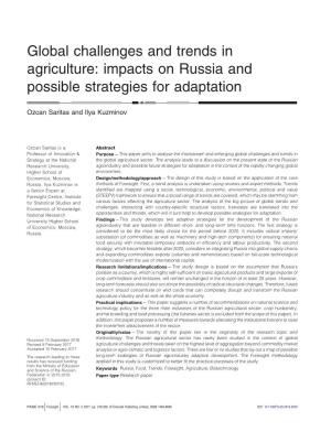 Global Challenges and Trends in Agriculture: Impacts on Russia and Possible Strategies for Adaptation