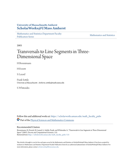 Transversals to Line Segments in Three-Dimensional Space" (2003)