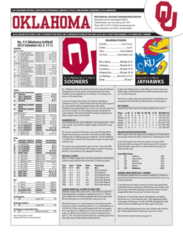 SOONERS JAYHAWKS Vs