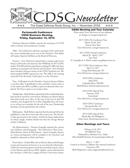 CDSG Newsletter