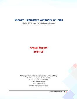 Telecom Regulatory Authority of India Annual Report 2014-15