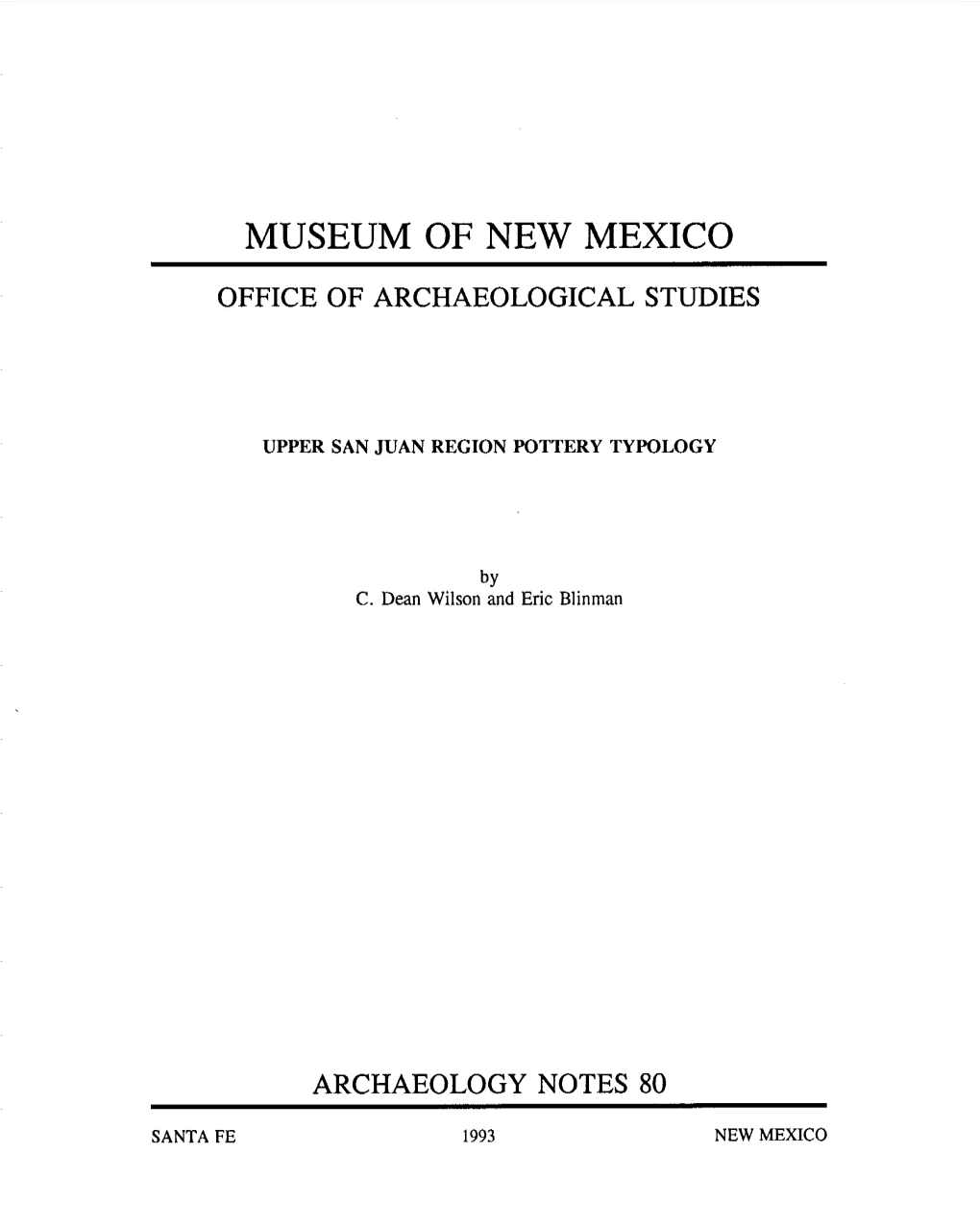 Museum of New Mexico Office of Archaeological Studies