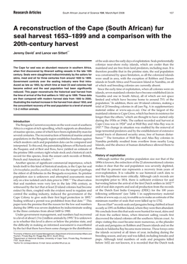 A Reconstruction of the Cape (South African) Fur Seal Harvest 1653–1899 and a Comparison with the 20Th-Century Harvest