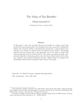 The Value of Tax Benefits
