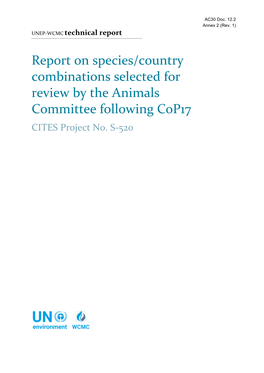 UNEP-WCMC Technical Report