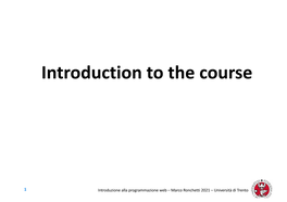 Introduction to the Course