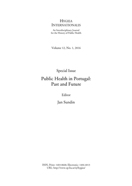 Special Issue, Public Health in Portugal