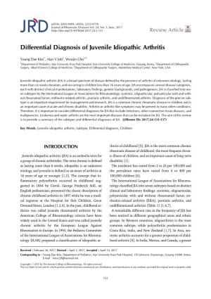 Differential Diagnosis of Juvenile Idiopathic Arthritis