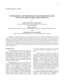 Petrography and Mineralogy of Dolerites of Hachi Volcanics, Kirana Hills Area, Pakistan