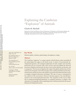 Explaining the Cambrian "Explosion" of Animals