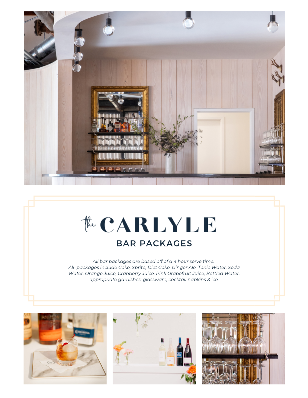 The Carlyle Bar Packages