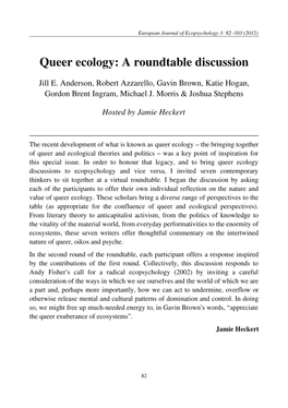 Queer Ecology: a Roundtable Discussion
