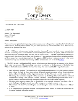 Tony Evers Office of the Governor  State of Wisconsin