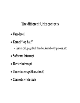 The Different Unix Contexts