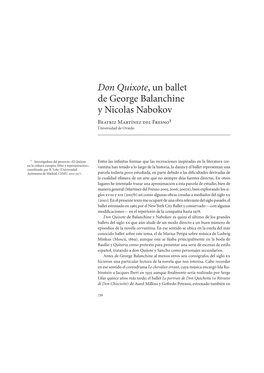 Don Quixote, Un Ballet De George Balanchine Y Nicolas Nabokov Beatriz Martínez Del Fresno1 Universidad De Oviedo