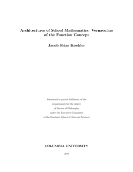 Architectures of School Mathematics: Vernaculars of the Function Concept