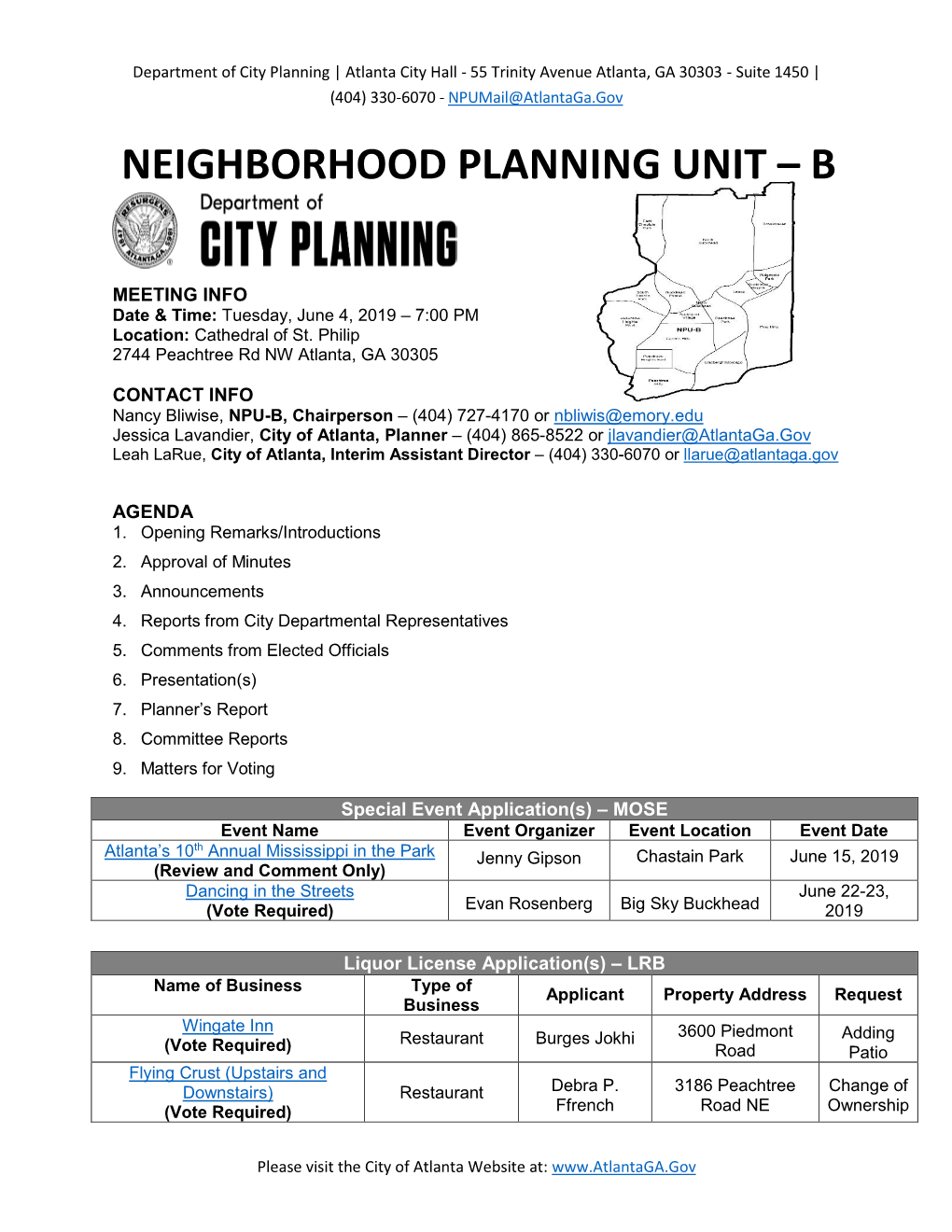 Neighborhood Planning Unit – B