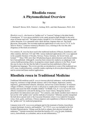 Rhodiola Rosea: a Phytomedicinal Overview By