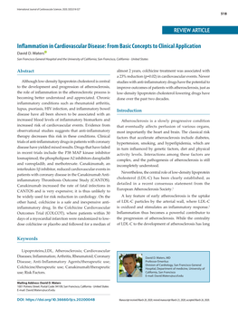 Inflammation in Cardiovascular Disease: from Basic Concepts to Clinical Application David D