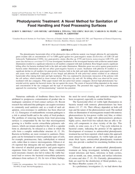 Photodynamic Treatment: a Novel Method for Sanitation of Food Handling and Food Processing Surfaces