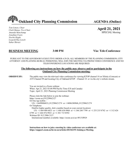 April 21, 2021 Planning Commission Meeting